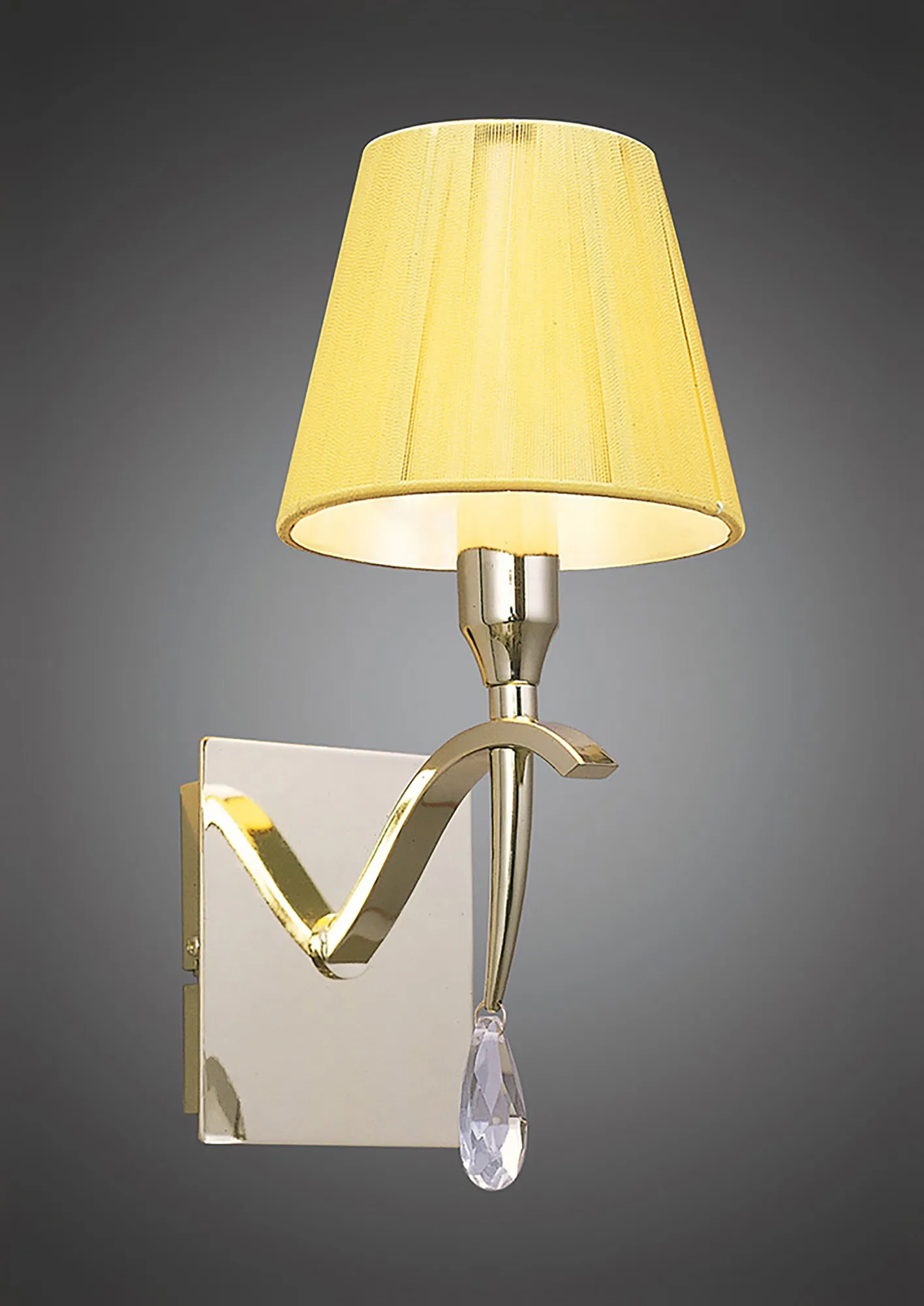 Siena Polished Brass Crystal Wall Lights Mantra Shaded Wall Lights